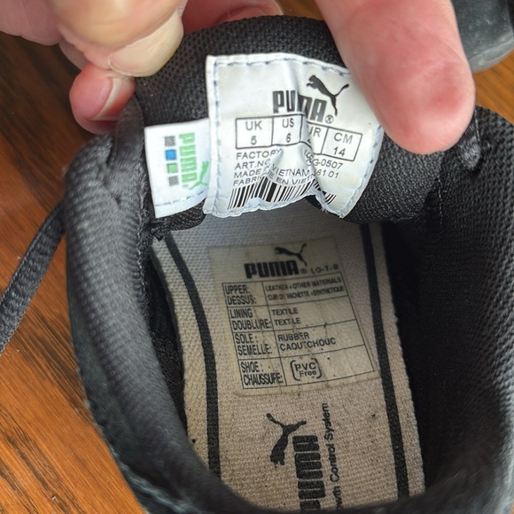 Puma toddler Speedcat black suede w white trim 14 cm unisex EUC - Picture 6 of 6